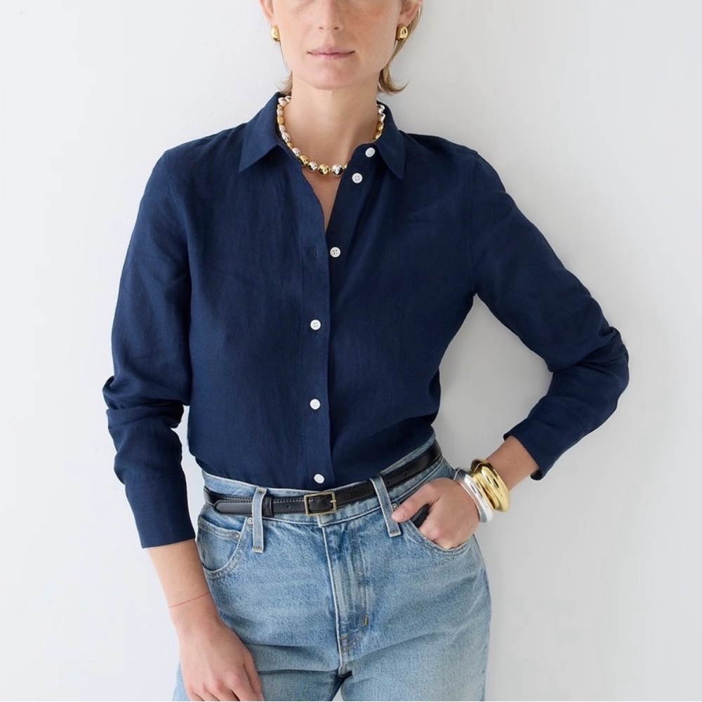 J. Crew Linen Button Down Shirt, Size 2